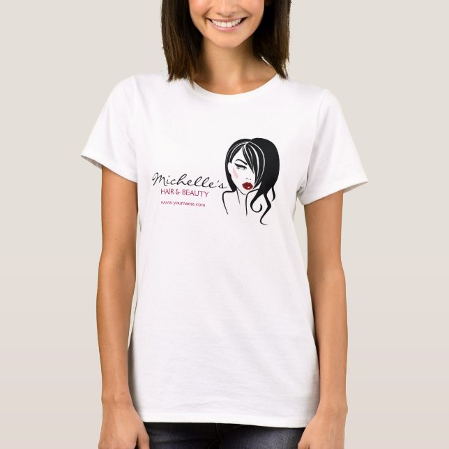 Retro Glamour Black White Fashion Girl Hair Salon T-Shirt (Front)