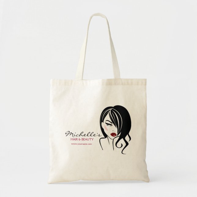 Retro Glamour Black White Fashion Girl Hair Salon Tote Bag (Front)