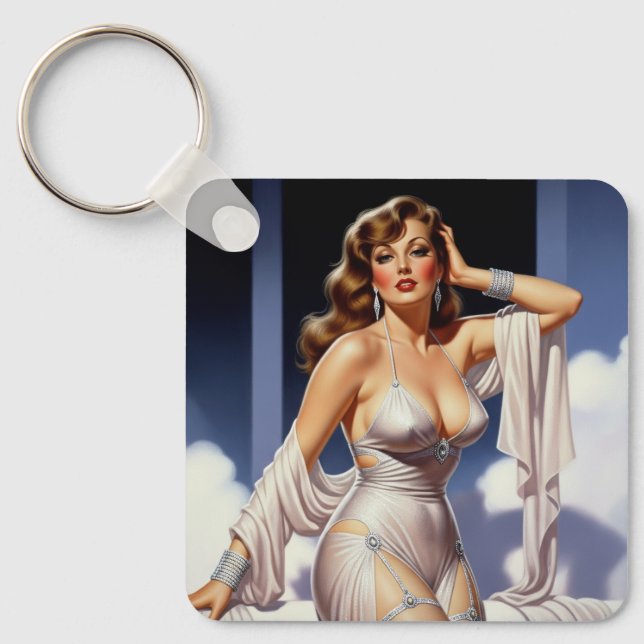 Retro Glamour Girl 40's  Keychain (Front)