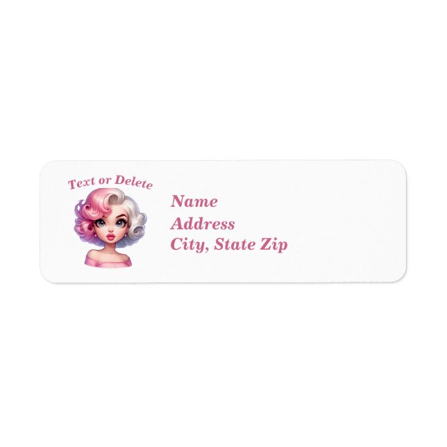 Retro Glamour Girl Animated Cartoon Personalize Label (Front)