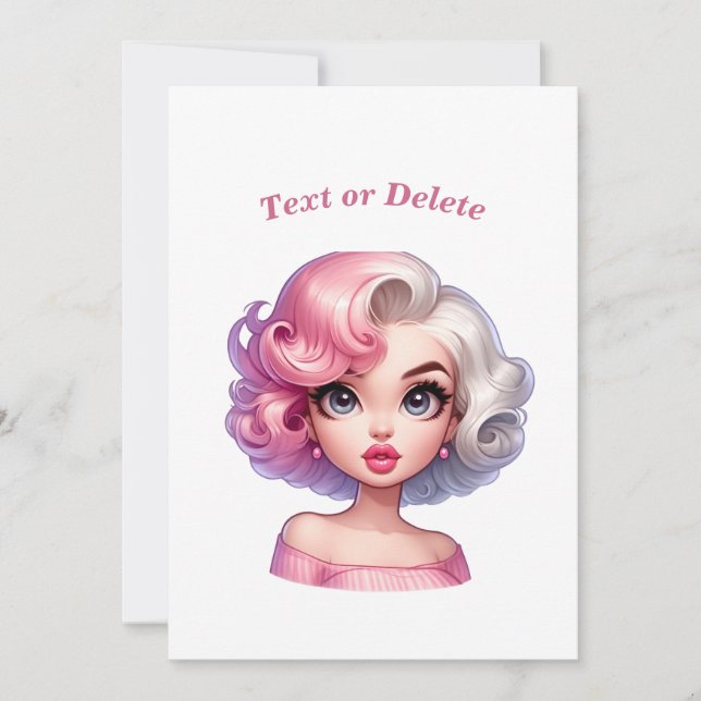 Retro Glamour Girl Animated Cute Cartoon Beauty Holiday Card (Front)