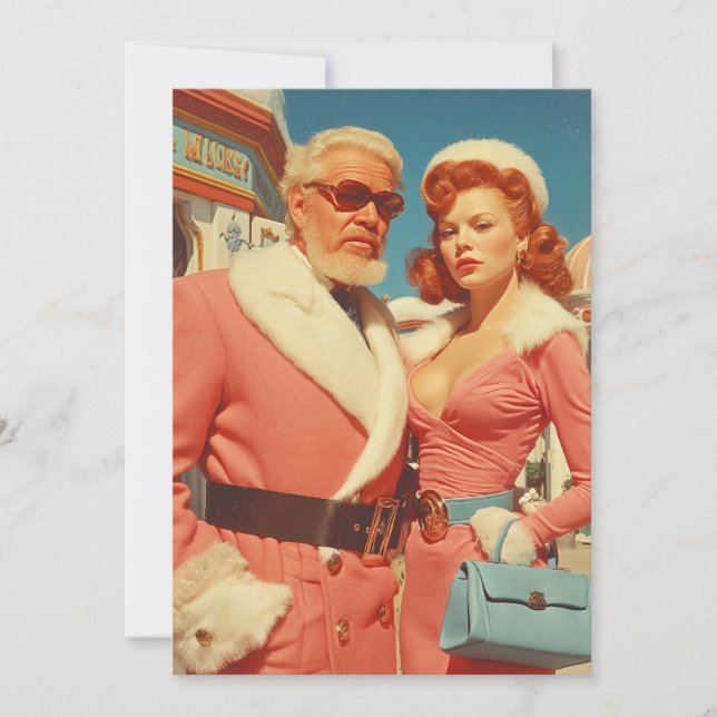 Retro Glamour Winter Couple Style Holiday Card (Front)