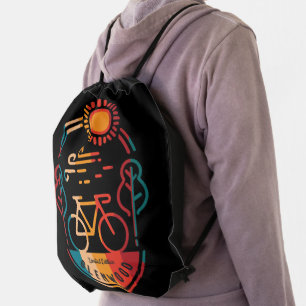 Retro Glenwood Bike Trail Drawstring Bag