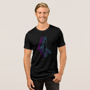 Retro Glitch Art Basketball Player Tri-Blend Shirt