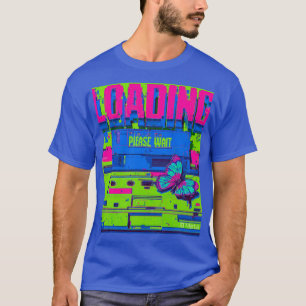 Retro Glitch Art Butterfly Loading Please Wait T-S T-Shirt