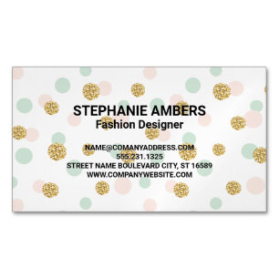 Retro Glitter Confetti Polka Dot Business Card Magnet
