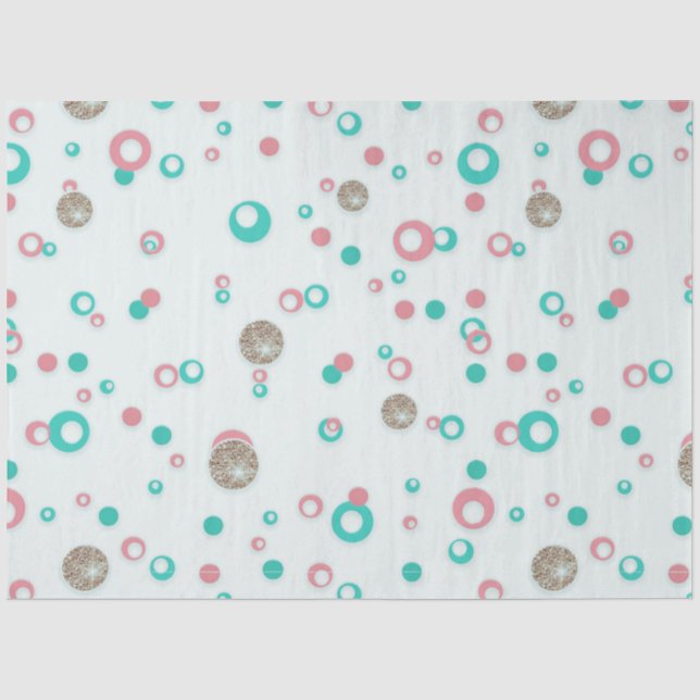 Retro Glitter Red Green Gold Polka Dots Christmas Tissue Paper (Front)