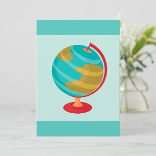 Retro Globe Illustration Vintage Earth Map Invitation