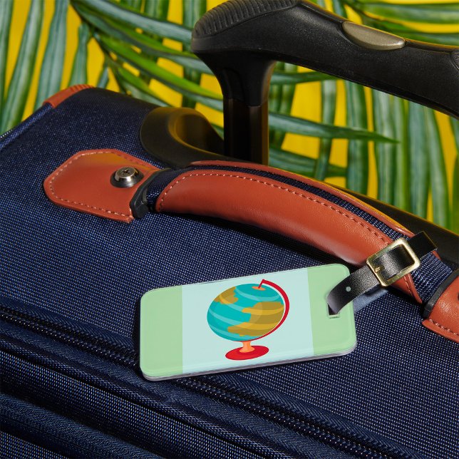 Retro Globe Illustration Vintage Earth Map  Luggage Tag (Creator Uploaded)