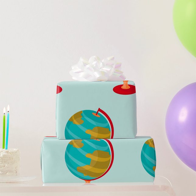 Retro Globe Illustration Vintage Earth Map  Wrapping Paper (Creator Uploaded)