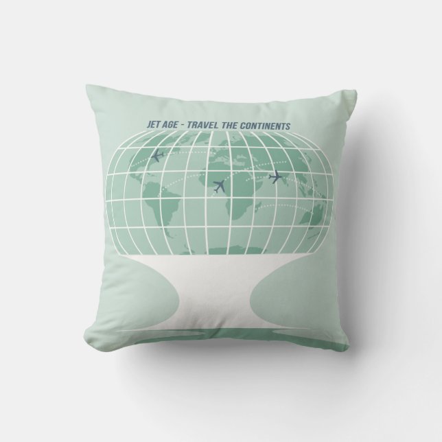 Retro Globe Throw Pillow (Front)