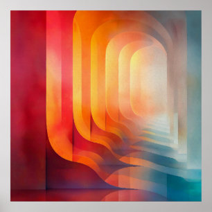 Retro Glow Arches – Abstract Mid-Century Poster