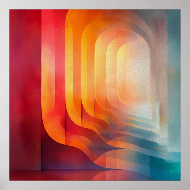 Retro Glow Arches – Abstract Mid-Century Poster (Front)