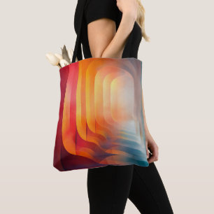 Retro Glow Arches – Abstract Mid-Century Tote Bag