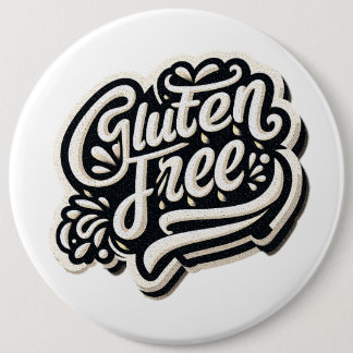 Retro Gluten Free Typography Script Graphic Button