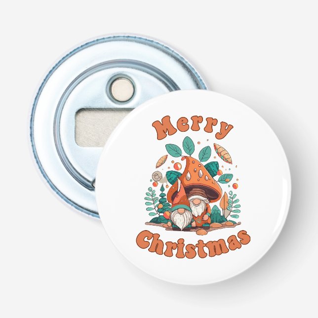 Retro Gnome Christmas Bottle Opener (Front)