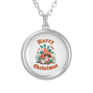 Retro Gnome Christmas Silver Plated Necklace