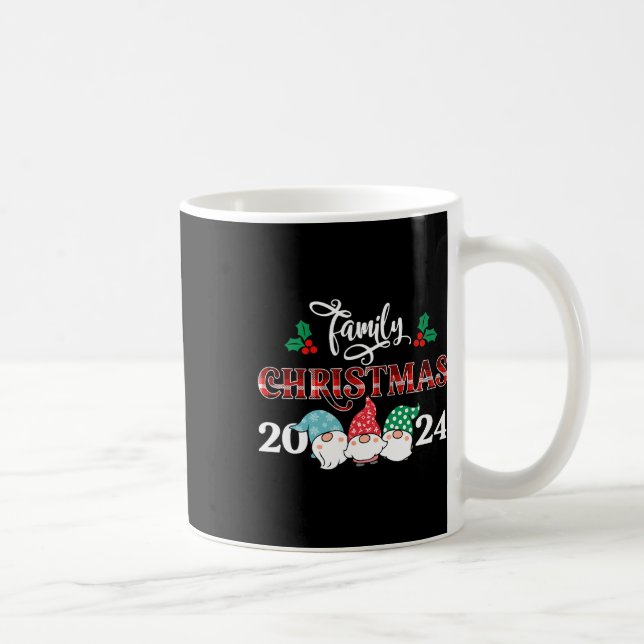 Retro Gnome Family Christmas Red Plaid Pajamas Gro Coffee Mug (Right)