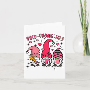Retro Gnome Math Teacher Valentines Day Poly Gnome Card