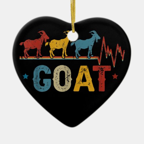 Retro Goat Heart Tee Xmas Valentines Day Gift Ceramic Ornament