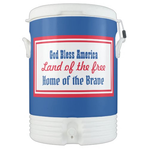Retro God Bless America Red Blue White  Beverage Cooler