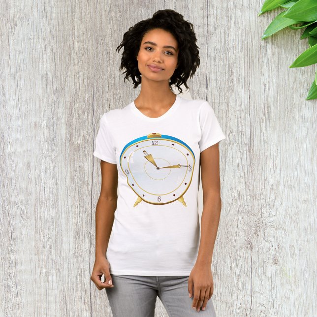 Retro Gold Alarm Clock with Blue Trim Timepiece  T-Shirt (Creator Uploaded)