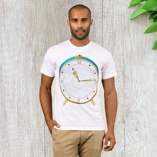 Retro Gold Alarm Clock with Blue Trim Timepiece T-Shirt