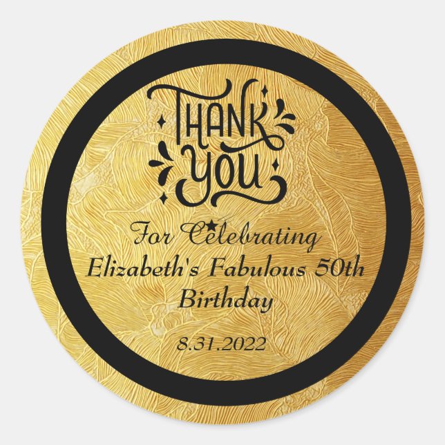 Retro Gold and Black Stickers for Wedding Favor  (Front)