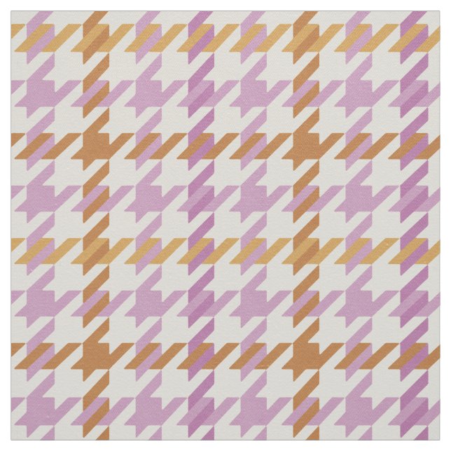 Retro gold and purple houndstooth plaid pattern fabric (Swatch)