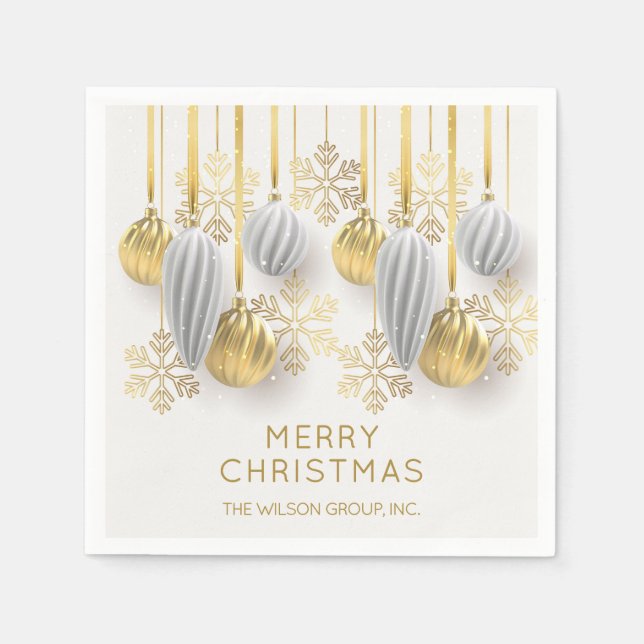 Retro Gold and Silver Christmas Ornaments  Napkins (Front)
