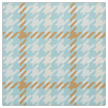 Retro gold and teal houndstooth plaid pattern fabric