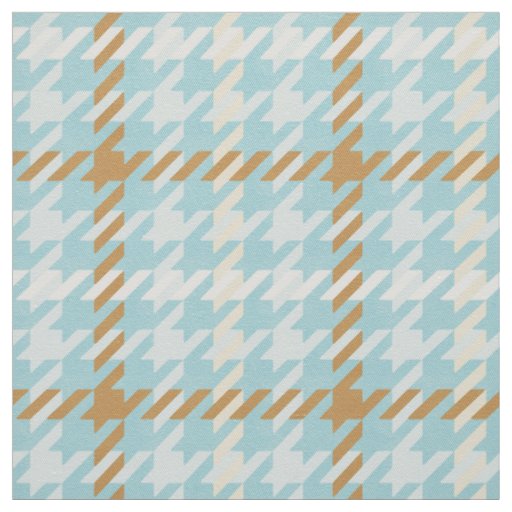 Retro gold and teal houndstooth plaid pattern fabric