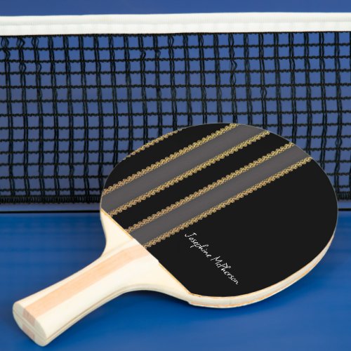 Retro Gold, Black and Gray personalize with Name Ping Pong Paddle