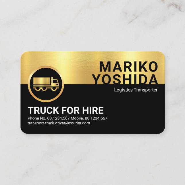 Retro Gold Black Layers Truck Driver Business Card (Front)