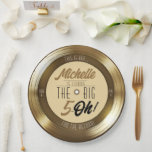 Retro Gold Black Vinyl Record 50th Birthday Party Paper Plates<br><div class="desc">This unique & retro Gold & Black Vinyl Record music theme 50th birthday party round shape invitation with catchy song title quote "This Is One For The Record", name, and funny "THE BIG 5-Oh!" typography details, features a solid gold record vibe ("Side A"). Made to match the round vinyl gold...</div>
