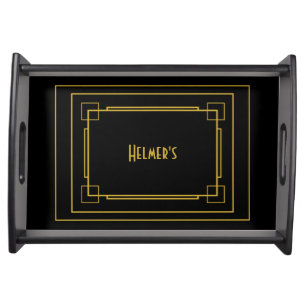 Retro Gold Border Serving Tray
