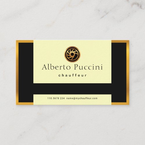 Retro Gold Border Stylish Pull Down Tab Chauffeur Business Card