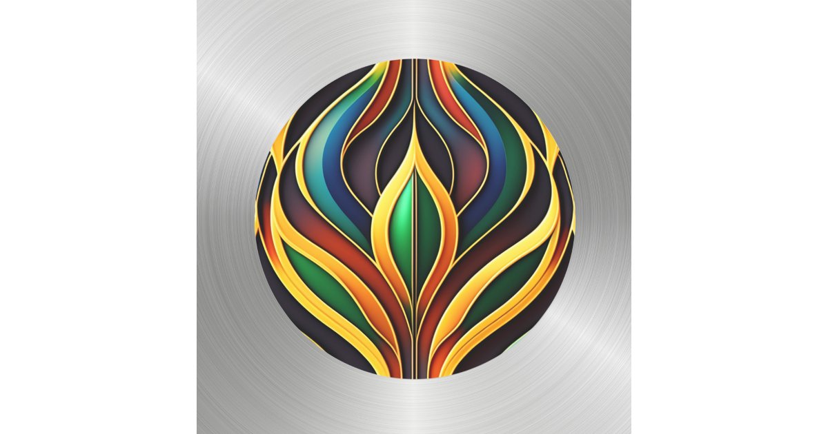 Retro Gold Colorful Art Deco Illustration Classic Round Sticker | Zazzle