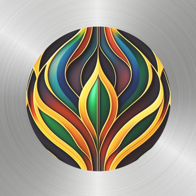Retro Gold Colorful Art Deco Illustration Classic Round Sticker (Creator Uploaded)