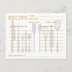 Retro Gold Confetti Bridal Shower Recipe Cards