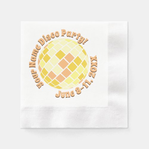 Retro Gold Disco Ball PERSONALIZED Napkins