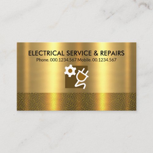 Retro Gold Electronic Circuit Layers Electrician Business Card