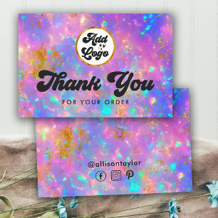 Retro Gold Fire Opal Gemstone Add Logo Thank You Business Card