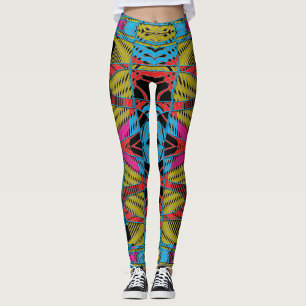 Retro Gold Geometric Illusion Leggings