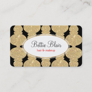 Retro Gold Glitter Makeup Artist Glamorous Bold Business Card