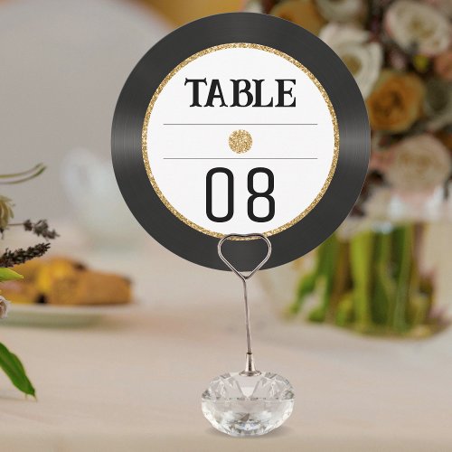 Retro Gold Glitter Vinyl Record Table Number