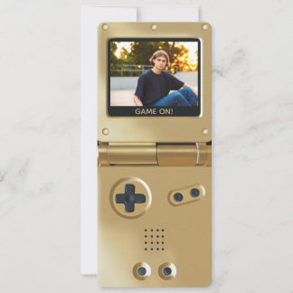 Retro Gold Handheld Gaming II Birthday Invitation