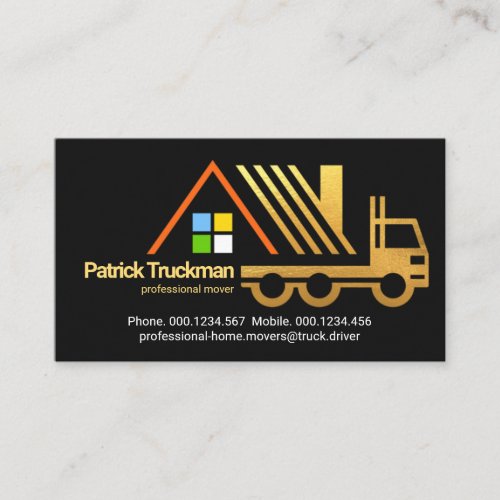 Retro Gold Home Moving Truck ZazzleMade Business Card