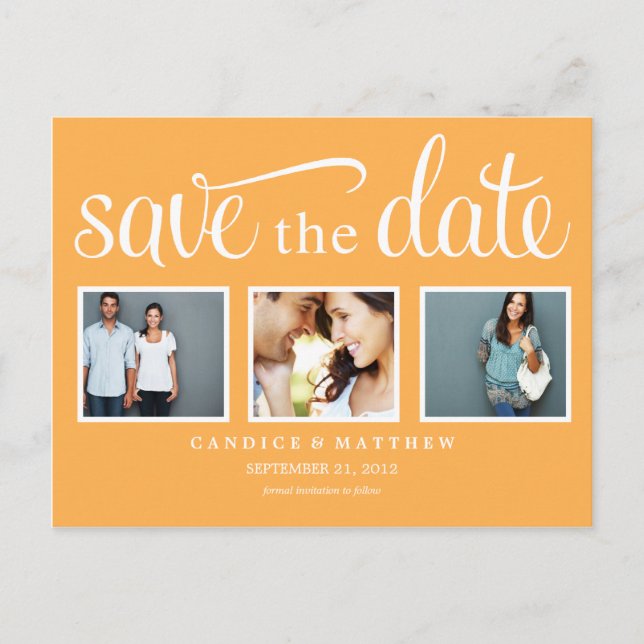 RETRO GOLD | SAVE THE DATE ANNOUNCEMENT POSTCARD (Front)