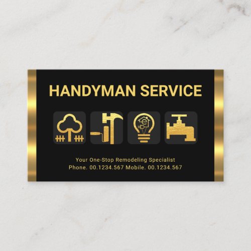 Retro Gold Stripes Handyman Tool Icons ZazzleMade Business Card